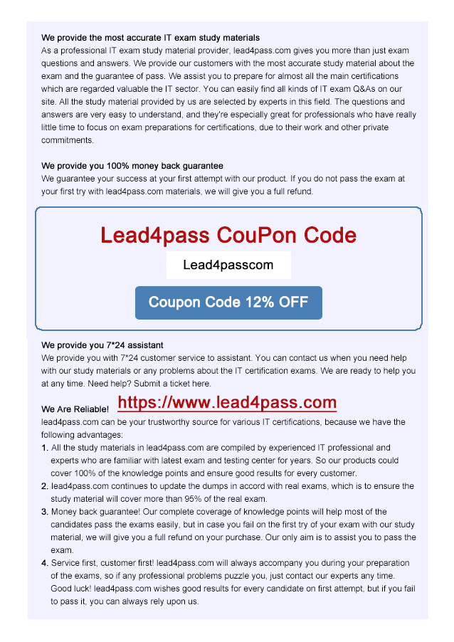 lead4pass 2V0-602 coupon